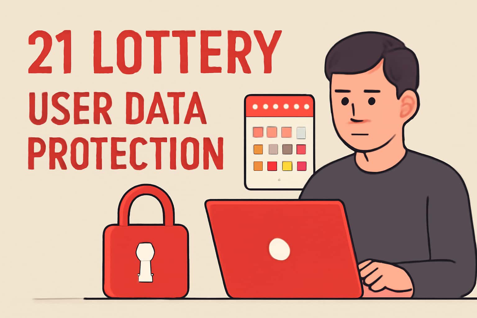 An informational graphic illustrating user data protection principles associated with 21 Lottery.