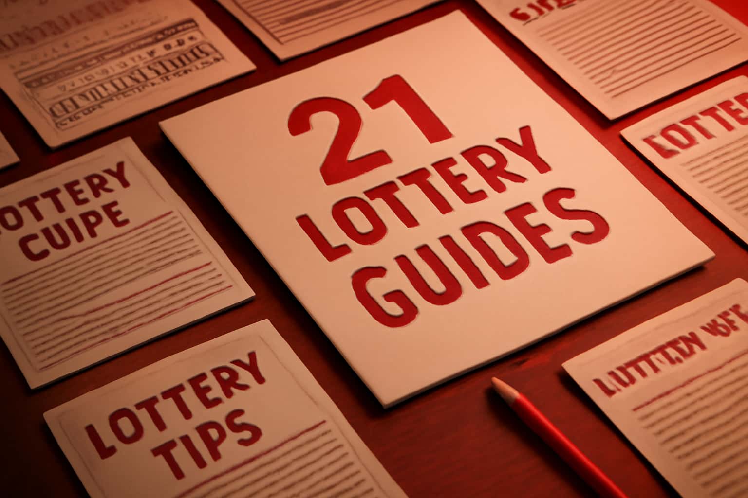 A professional scene illustrating the concept of 21 Lottery Guides, featuring prominent text.