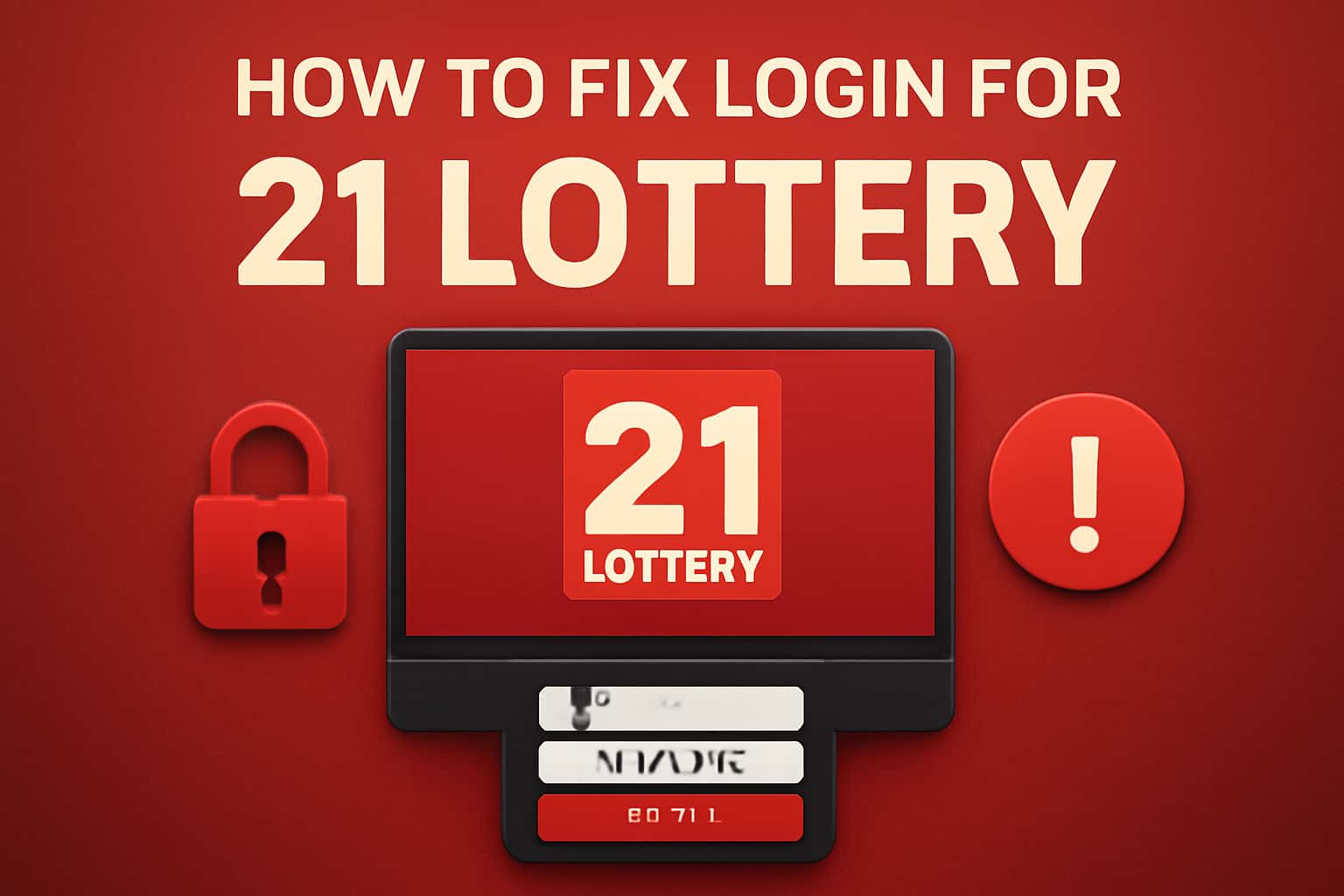 An informative depiction of troubleshooting login issues for 21 Lottery.
