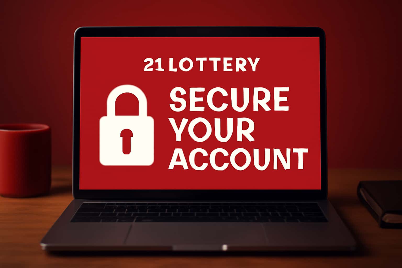 An informative scene illustrating the security measures for a 21 Lottery account.