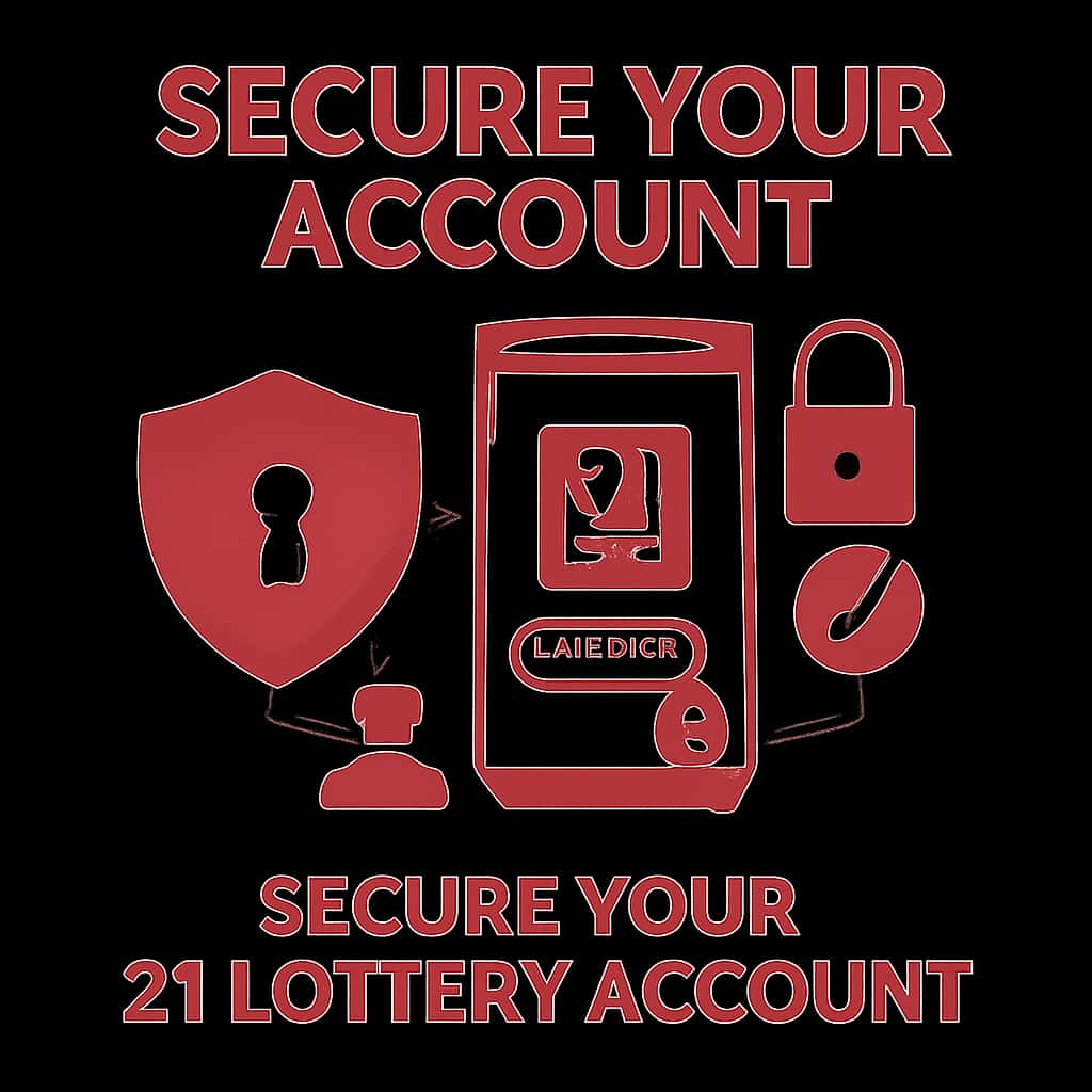 An educational diagram showcasing security tips for a 21 Lottery account.