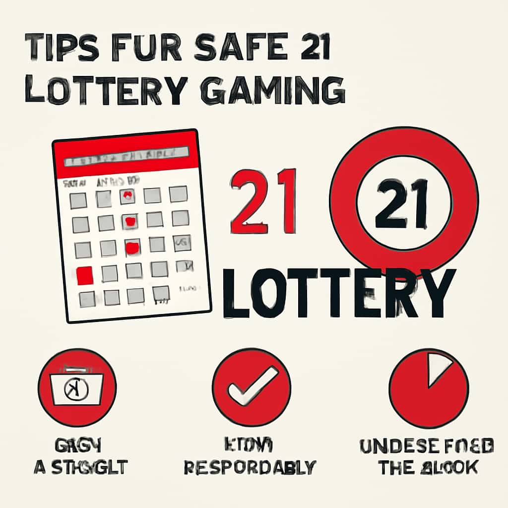 Illustration detailing safe practices for 21 Lottery gaming.